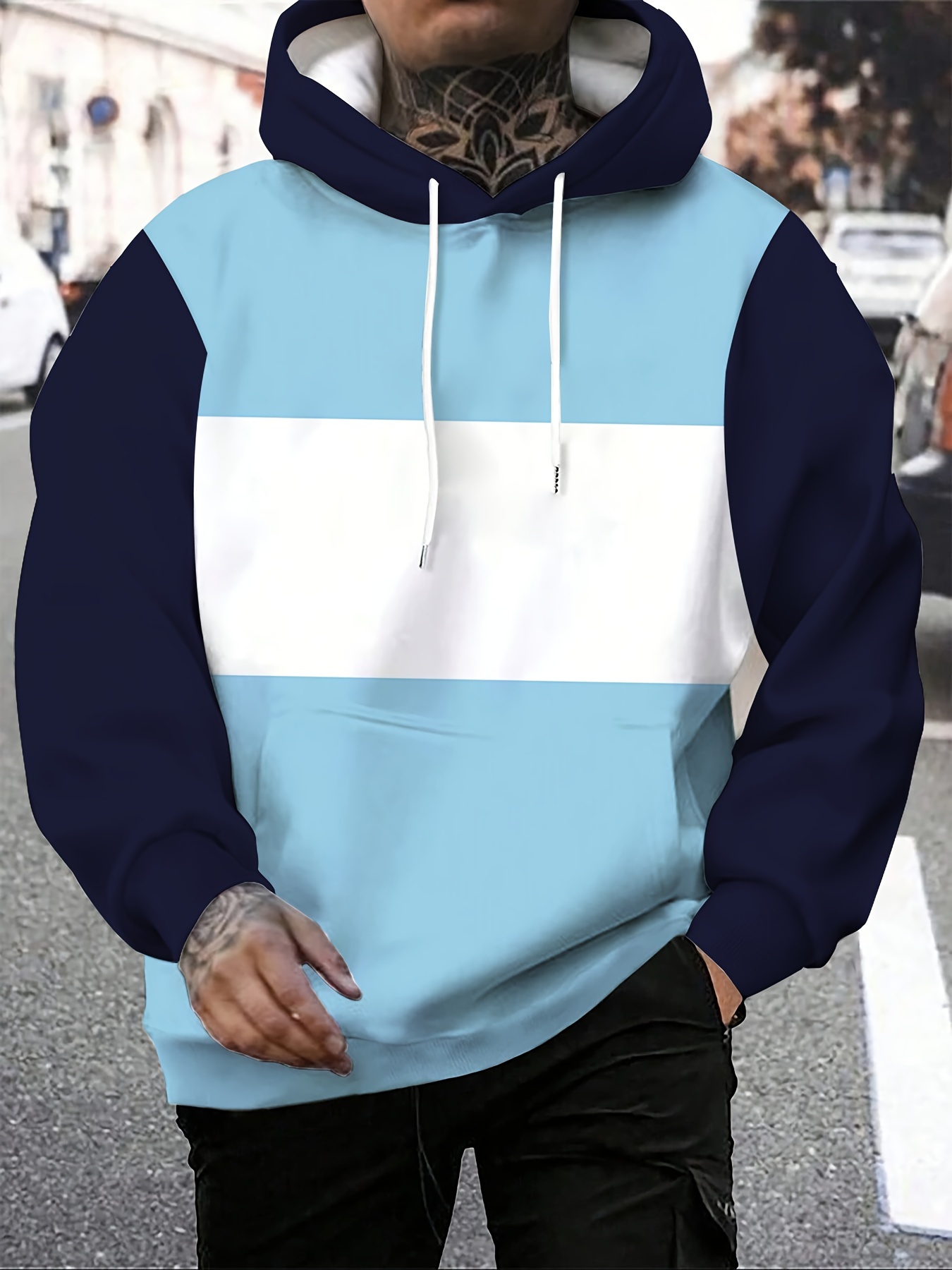 mens plus size long sleeve hoodie casual stylish hooded pullover details 3