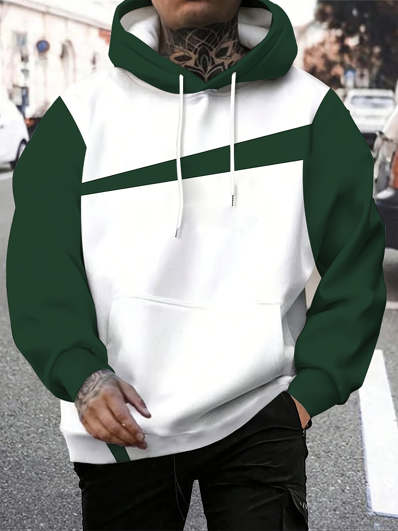 mens plus size long sleeve hoodie casual stylish hooded pullover details 6