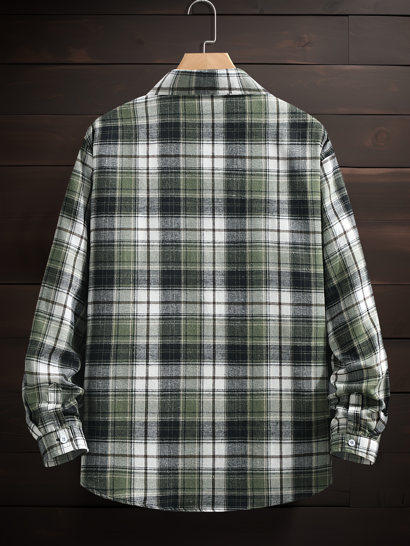 1pc mens plus size casual button down long sleeve shirt with pocket polyester twill weave regular fit spring autumn fashion details 1