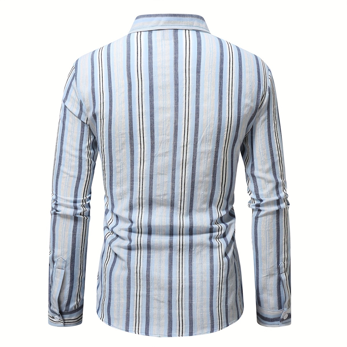plus size mens striped shirt winter long sleeve shirt mens clothing details 1