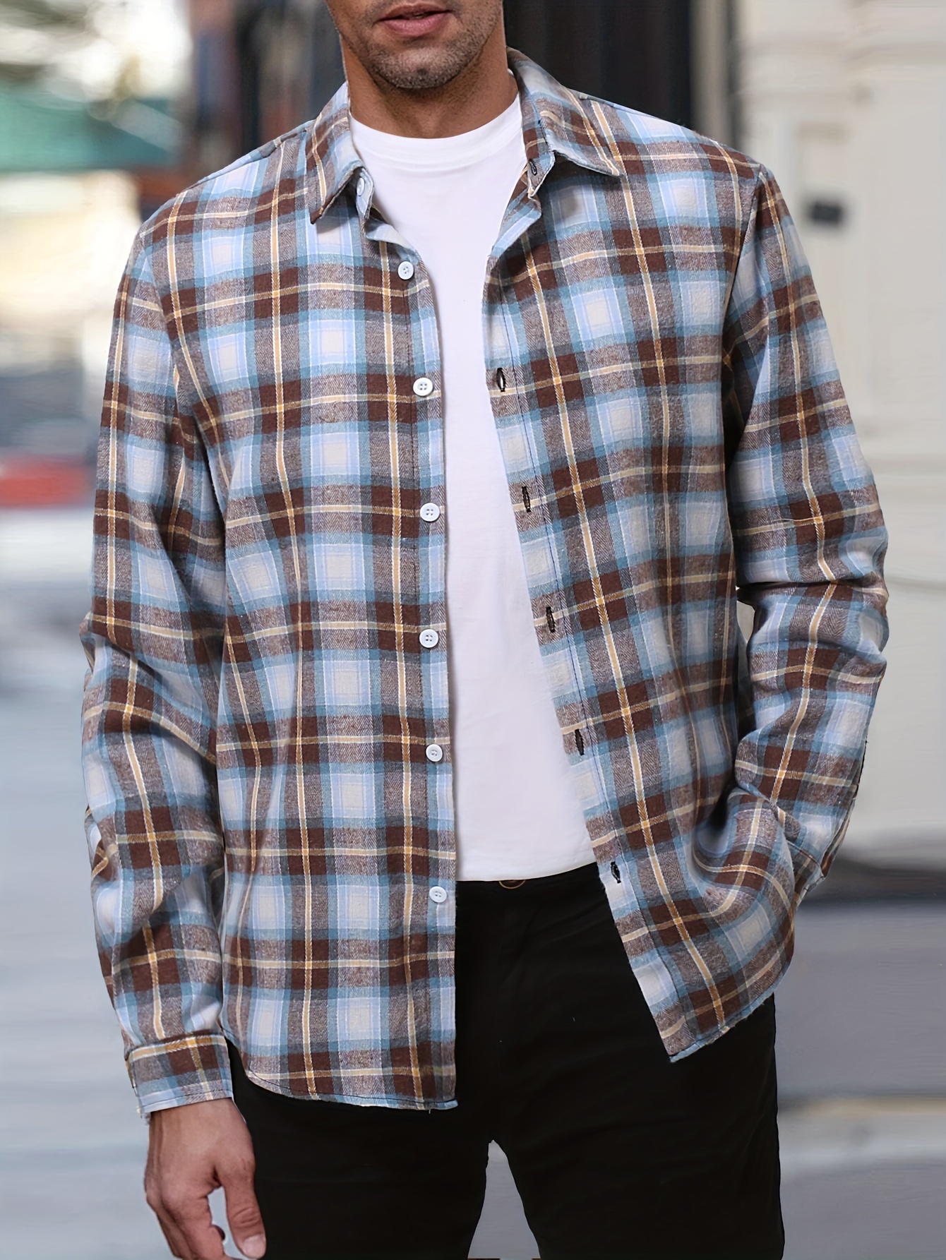 plus size mens striped shirt winter long sleeve shirt mens clothing details 10
