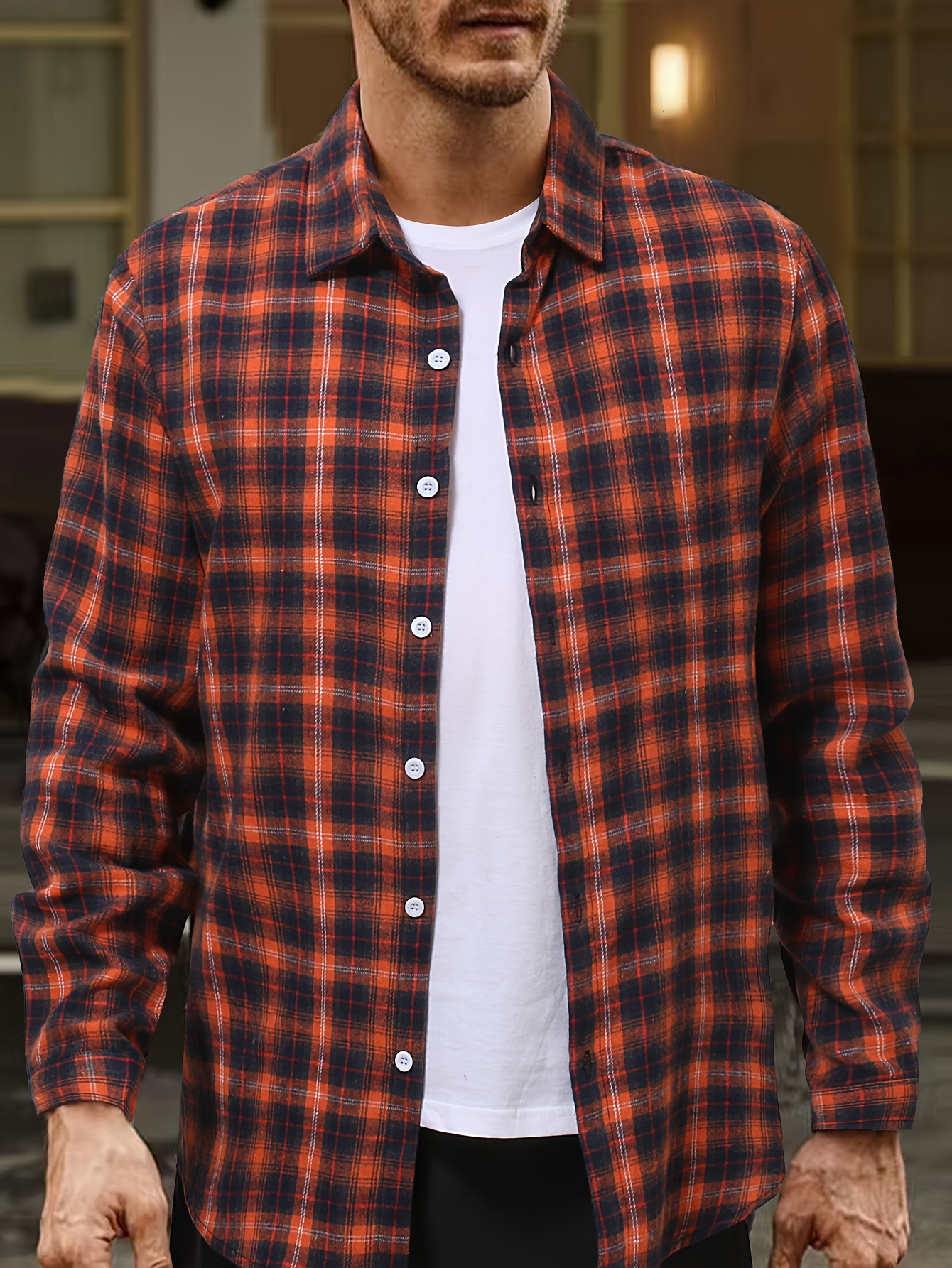 plus size mens striped shirt winter long sleeve shirt mens clothing details 15