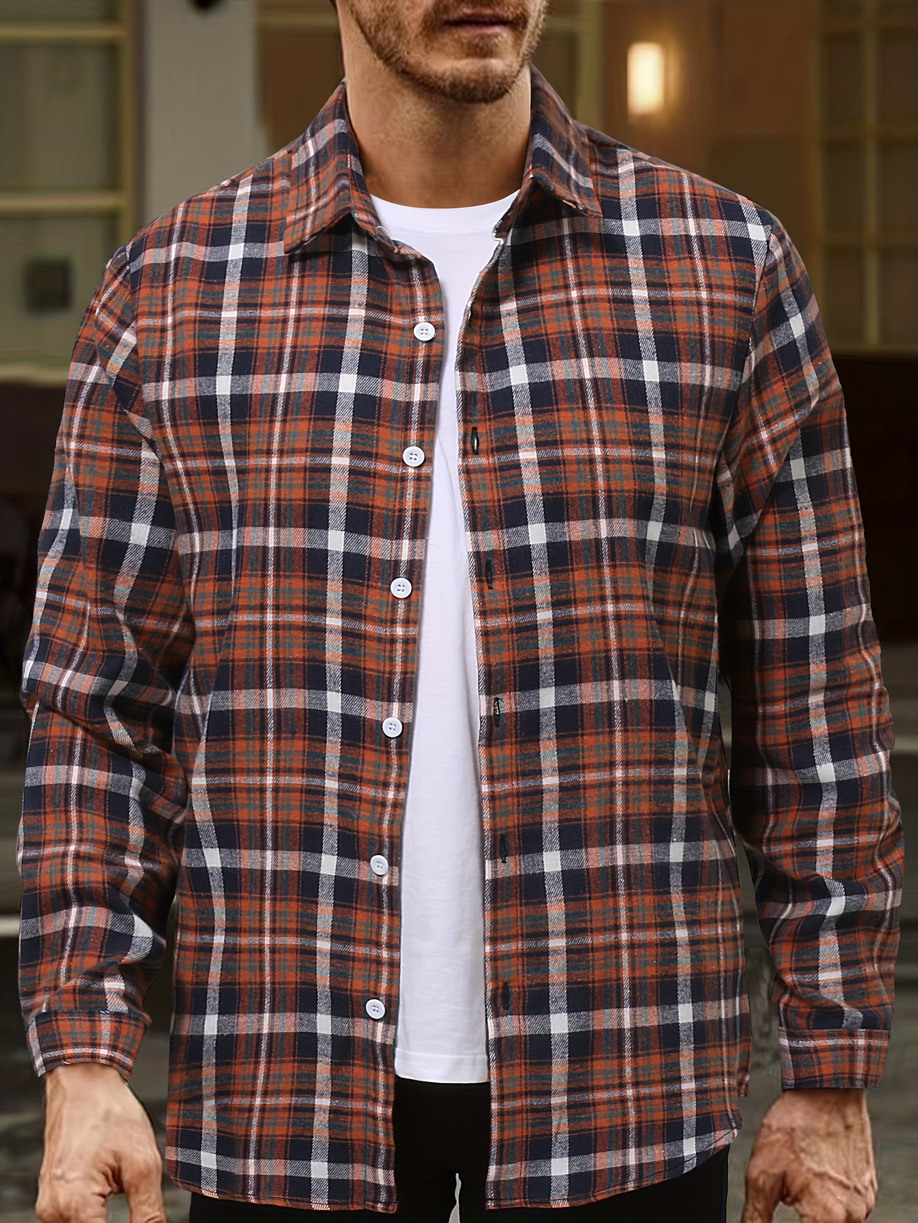 plus size mens striped shirt winter long sleeve shirt mens clothing details 20