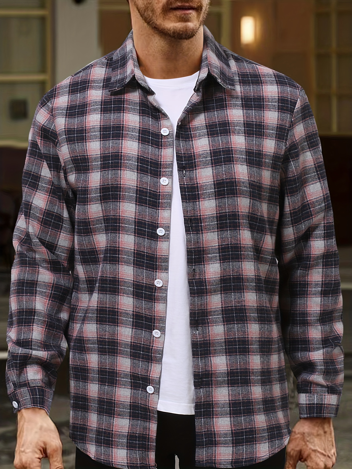 plus size mens striped shirt winter long sleeve shirt mens clothing details 25