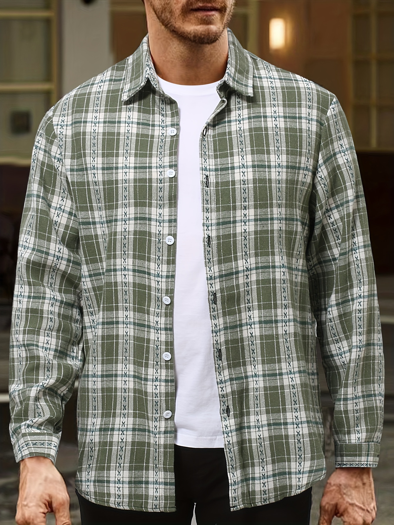 plus size mens striped shirt winter long sleeve shirt mens clothing details 30