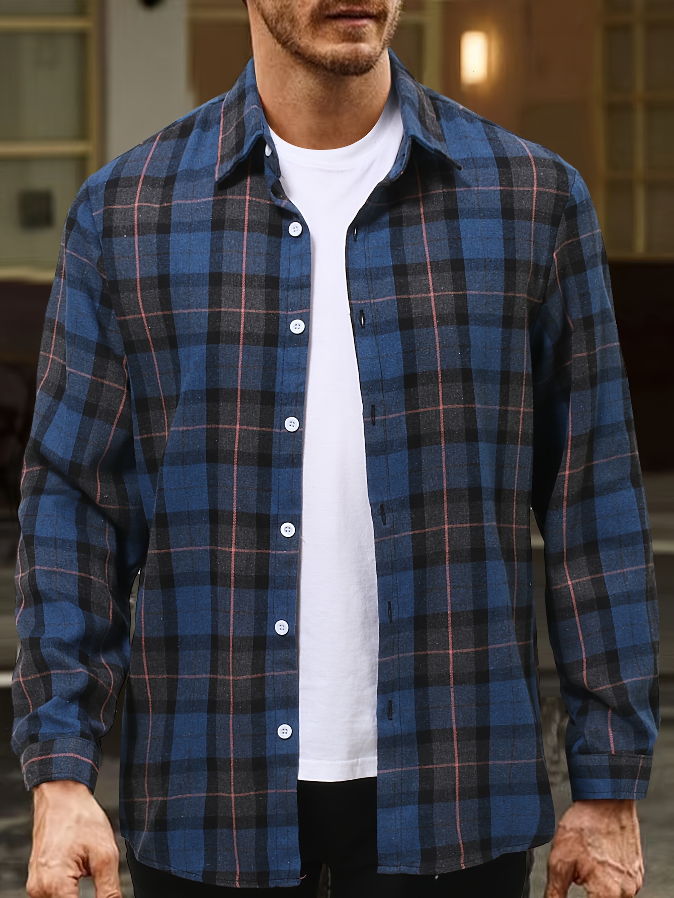 plus size mens striped shirt winter long sleeve shirt mens clothing details 35