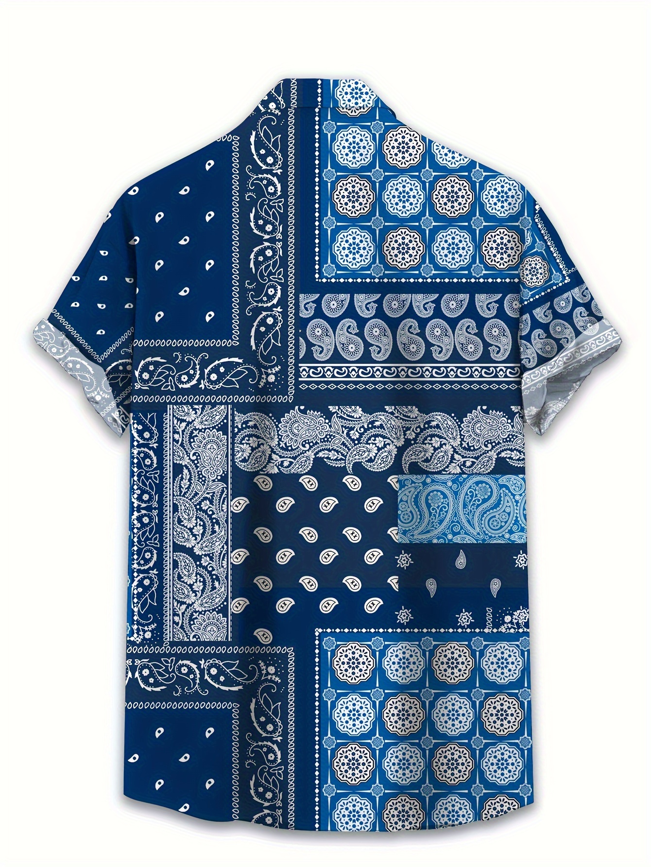 mens plus size paisley print shirt casual vintage style short sleeve button up polyester machine washable fall plus size details 1