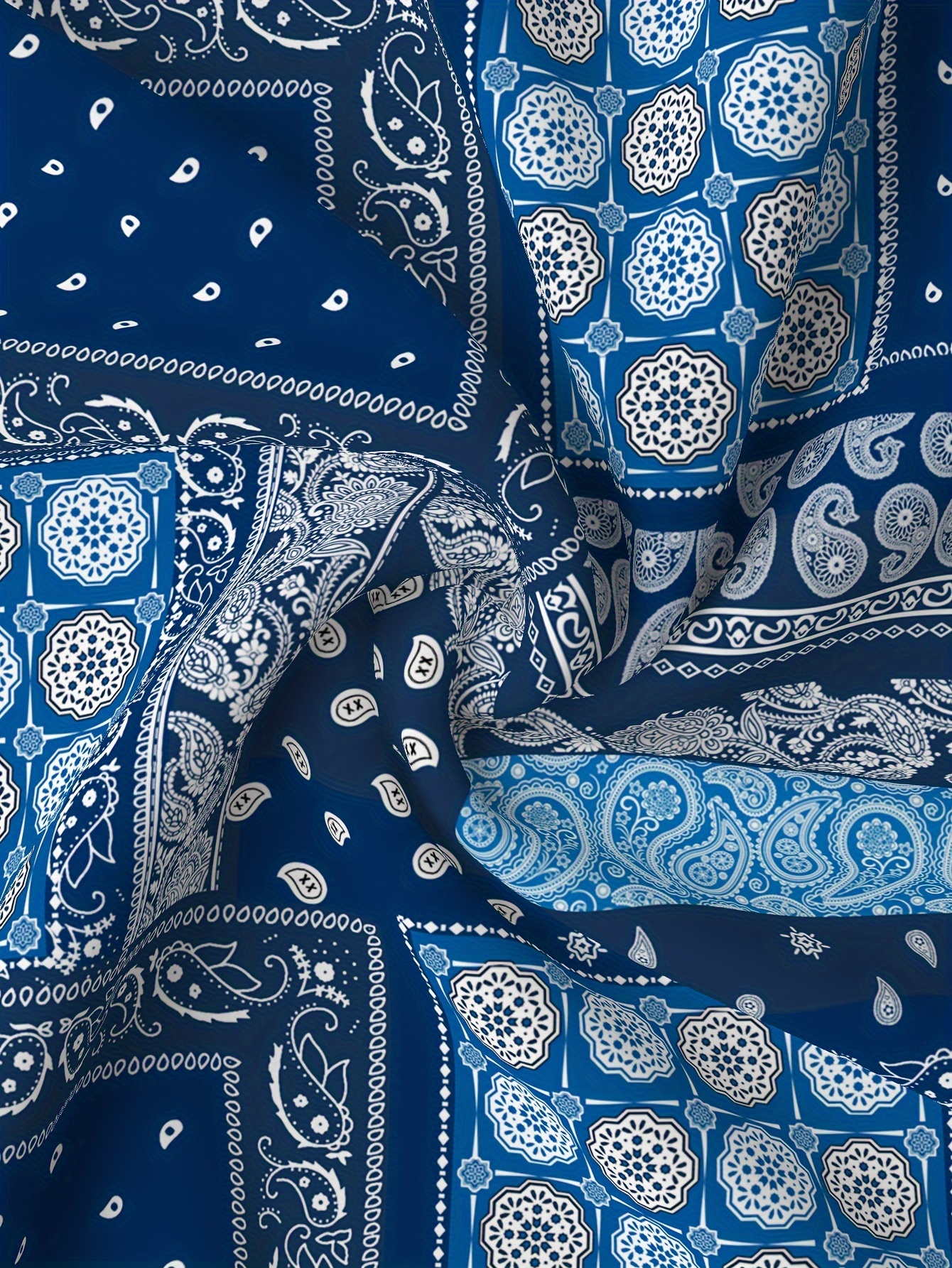mens plus size paisley print shirt casual vintage style short sleeve button up polyester machine washable fall plus size details 4