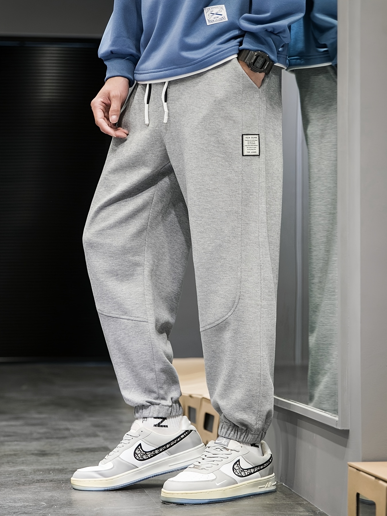 mens fleece lined casual joggers warm breathable sweatpants for thick harem style with drawstring waist pockets details 0
