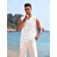 Men'S Cotton Linen Tank Top, Casual Sleeveless Lace Up Beach Hippie Tops, Bohemian Renaissance Pirate Tunic, Crew Neck, Printed Pattern, Non-Stretch Knit Fabric, Regular Fit, for Summer Sports Vest Men'S Cotton Linen Tank Top, Casual Sleeveless Lace Up Beach Hippie Tops, Bohemian Renaissance Pirate Tunic, Crew Neck, Printed Pattern, Non-Stretch Knit Fabric, Regular Fit, for Summer Sports Vest