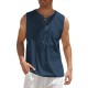 Men'S Cotton Linen Tank Top, Casual Sleeveless Lace Up Beach Hippie Tops, Bohemian Renaissance Pirate Tunic, Crew Neck, Printed Pattern, Non-Stretch Knit Fabric, Regular Fit, for Summer Sports Vest Men'S Cotton Linen Tank Top, Casual Sleeveless Lace Up Beach Hippie Tops, Bohemian Renaissance Pirate Tunic, Crew Neck, Printed Pattern, Non-Stretch Knit Fabric, Regular Fit, for Summer Sports Vest