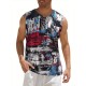Men'S Cotton Linen Tank Top, Casual Sleeveless Lace Up Beach Hippie Tops, Bohemian Renaissance Pirate Tunic, Crew Neck, Printed Pattern, Non-Stretch Knit Fabric, Regular Fit, for Summer Sports Vest Men'S Cotton Linen Tank Top, Casual Sleeveless Lace Up Beach Hippie Tops, Bohemian Renaissance Pirate Tunic, Crew Neck, Printed Pattern, Non-Stretch Knit Fabric, Regular Fit, for Summer Sports Vest