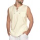 Men'S Cotton Linen Tank Top, Casual Sleeveless Lace Up Beach Hippie Tops, Bohemian Renaissance Pirate Tunic, Crew Neck, Printed Pattern, Non-Stretch Knit Fabric, Regular Fit, for Summer Sports Vest Men'S Cotton Linen Tank Top, Casual Sleeveless Lace Up Beach Hippie Tops, Bohemian Renaissance Pirate Tunic, Crew Neck, Printed Pattern, Non-Stretch Knit Fabric, Regular Fit, for Summer Sports Vest