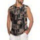 Men'S Cotton Linen Tank Top, Casual Sleeveless Lace Up Beach Hippie Tops, Bohemian Renaissance Pirate Tunic, Crew Neck, Printed Pattern, Non-Stretch Knit Fabric, Regular Fit, for Summer Sports Vest Men'S Cotton Linen Tank Top, Casual Sleeveless Lace Up Beach Hippie Tops, Bohemian Renaissance Pirate Tunic, Crew Neck, Printed Pattern, Non-Stretch Knit Fabric, Regular Fit, for Summer Sports Vest
