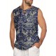 Men'S Cotton Linen Tank Top, Casual Sleeveless Lace Up Beach Hippie Tops, Bohemian Renaissance Pirate Tunic, Crew Neck, Printed Pattern, Non-Stretch Knit Fabric, Regular Fit, for Summer Sports Vest Men'S Cotton Linen Tank Top, Casual Sleeveless Lace Up Beach Hippie Tops, Bohemian Renaissance Pirate Tunic, Crew Neck, Printed Pattern, Non-Stretch Knit Fabric, Regular Fit, for Summer Sports Vest