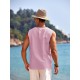Men'S Cotton Linen Tank Top, Casual Sleeveless Lace Up Beach Hippie Tops, Bohemian Renaissance Pirate Tunic, Crew Neck, Printed Pattern, Non-Stretch Knit Fabric, Regular Fit, for Summer Sports Vest Men'S Cotton Linen Tank Top, Casual Sleeveless Lace Up Beach Hippie Tops, Bohemian Renaissance Pirate Tunic, Crew Neck, Printed Pattern, Non-Stretch Knit Fabric, Regular Fit, for Summer Sports Vest