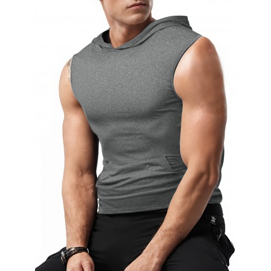 Stylish Sleeveless Hooded Muscle Tank Top - Breathable, Moisture-Wicking, Quick-Drying, Perfect for Summer Sports, Fitness, Gym, Running, and Outdoor Activities - Ideal for Men Who Want Comfort and Freedom of Movement Stylish Sleeveless Hooded Muscle Tank Top - Breathable, Moisture-Wicking, Quick-Drying, Perfect for Summer Sports, Fitness, Gym, Running, and Outdoor Activities - Ideal for Men Who Want Comfort and Freedom of Movement