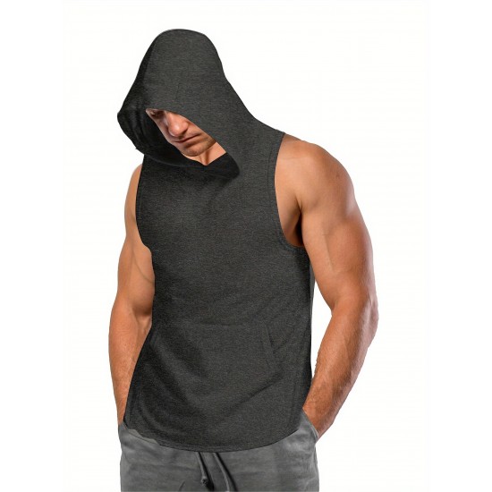 Stylish Sleeveless Hooded Muscle Tank Top - Breathable, Moisture-Wicking, Quick-Drying, Perfect for Summer Sports, Fitness, Gym, Running, and Outdoor Activities - Ideal for Men Who Want Comfort and Freedom of Movement Stylish Sleeveless Hooded Muscle Tank Top - Breathable, Moisture-Wicking, Quick-Drying, Perfect for Summer Sports, Fitness, Gym, Running, and Outdoor Activities - Ideal for Men Who Want Comfort and Freedom of Movement