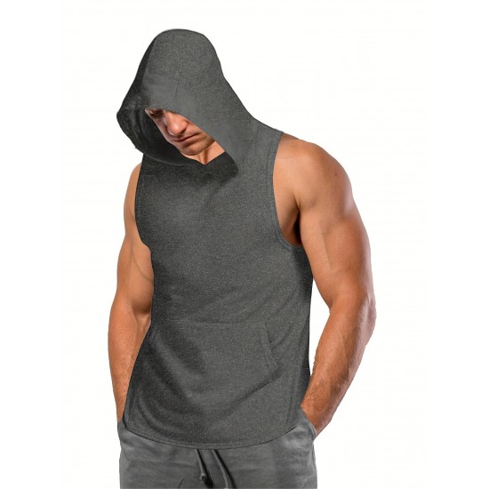 Stylish Sleeveless Hooded Muscle Tank Top - Breathable, Moisture-Wicking, Quick-Drying, Perfect for Summer Sports, Fitness, Gym, Running, and Outdoor Activities - Ideal for Men Who Want Comfort and Freedom of Movement Stylish Sleeveless Hooded Muscle Tank Top - Breathable, Moisture-Wicking, Quick-Drying, Perfect for Summer Sports, Fitness, Gym, Running, and Outdoor Activities - Ideal for Men Who Want Comfort and Freedom of Movement