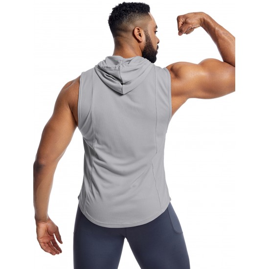 Men'S Vest Quick-Drying Sports Sleeveless Fitness Wear Basketball Vest Mesh Hooded with Drawstring Men'S Vest Quick-Drying Sports Sleeveless Fitness Wear Basketball Vest Mesh Hooded with Drawstring