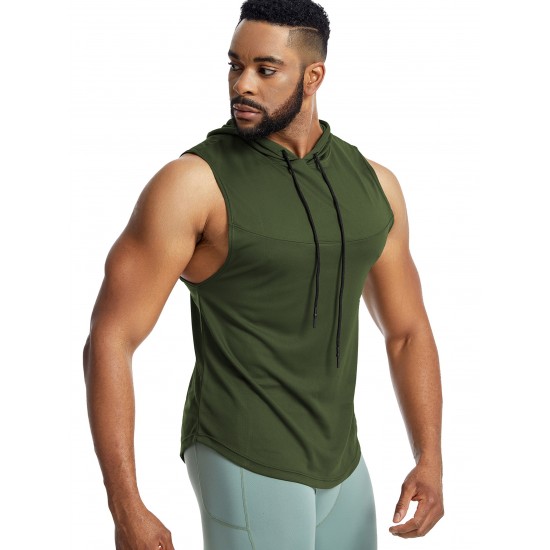 Men'S Vest Quick-Drying Sports Sleeveless Fitness Wear Basketball Vest Mesh Hooded with Drawstring Men'S Vest Quick-Drying Sports Sleeveless Fitness Wear Basketball Vest Mesh Hooded with Drawstring
