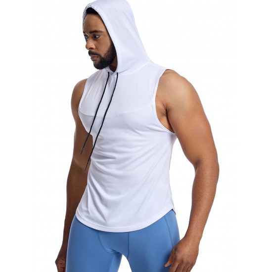 Men'S Vest Quick-Drying Sports Sleeveless Fitness Wear Basketball Vest Mesh Hooded with Drawstring Men'S Vest Quick-Drying Sports Sleeveless Fitness Wear Basketball Vest Mesh Hooded with Drawstring