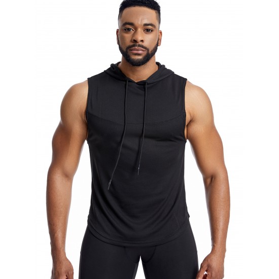 Men'S Vest Quick-Drying Sports Sleeveless Fitness Wear Basketball Vest Mesh Hooded with Drawstring Men'S Vest Quick-Drying Sports Sleeveless Fitness Wear Basketball Vest Mesh Hooded with Drawstring