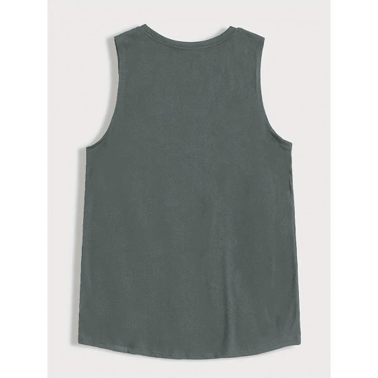 Men's Sleeveless Tank Top with Geometric Pattern - Casual Polyester Vest for Summer, Knit Fabric, Round Neck, Regular Fit, Adult Unisex Men's Sleeveless Tank Top with Geometric Pattern - Casual Polyester Vest for Summer, Knit Fabric, Round Neck, Regular Fit, Adult Unisex