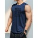 Men's Sleeveless Tank Top with Geometric Pattern - Casual Polyester Vest for Summer, Knit Fabric, Round Neck, Regular Fit, Adult Unisex Men's Sleeveless Tank Top with Geometric Pattern - Casual Polyester Vest for Summer, Knit Fabric, Round Neck, Regular Fit, Adult Unisex