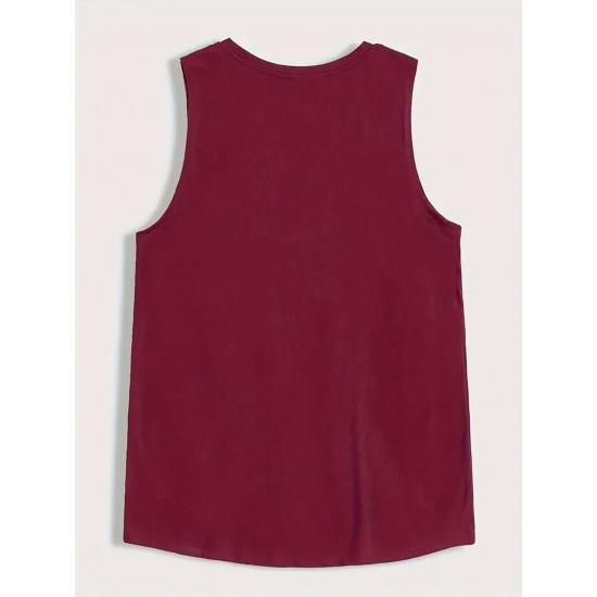 Men's Sleeveless Tank Top with Geometric Pattern - Casual Polyester Vest for Summer, Knit Fabric, Round Neck, Regular Fit, Adult Unisex Men's Sleeveless Tank Top with Geometric Pattern - Casual Polyester Vest for Summer, Knit Fabric, Round Neck, Regular Fit, Adult Unisex