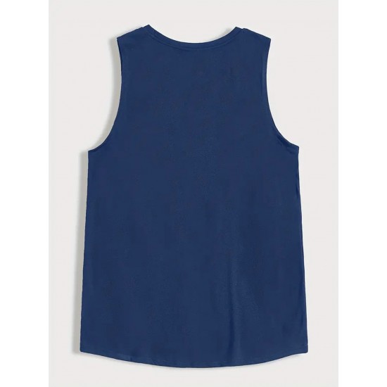 Men's Sleeveless Tank Top with Geometric Pattern - Casual Polyester Vest for Summer, Knit Fabric, Round Neck, Regular Fit, Adult Unisex Men's Sleeveless Tank Top with Geometric Pattern - Casual Polyester Vest for Summer, Knit Fabric, Round Neck, Regular Fit, Adult Unisex