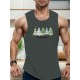 1pc Men'S Casual Christmas Tree Print Sleeveless Tank Top, Polyester Knit Round Neck Vest for Summer, Regular Fit Adult Tank 1pc Men'S Casual Christmas Tree Print Sleeveless Tank Top, Polyester Knit Round Neck Vest for Summer, Regular Fit Adult Tank