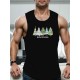 1pc Men'S Casual Christmas Tree Print Sleeveless Tank Top, Polyester Knit Round Neck Vest for Summer, Regular Fit Adult Tank 1pc Men'S Casual Christmas Tree Print Sleeveless Tank Top, Polyester Knit Round Neck Vest for Summer, Regular Fit Adult Tank