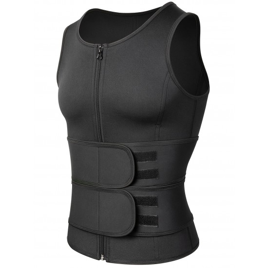 1pc Men'S High Stretch Polyester Waist Trainer Vest - Knit Fabric Crew Neck Sleeveless Tank Top with Zipper and Adjustable Belt for Sports, Sauna, Compression, Shapewear, Fat Burner Workout 1pc Men'S High Stretch Polyester Waist Trainer Vest - Knit Fabric Crew Neck Sleeveless Tank Top with Zipper and Adjustable Belt for Sports, Sauna, Compression, Shapewear, Fat Burner Workout
