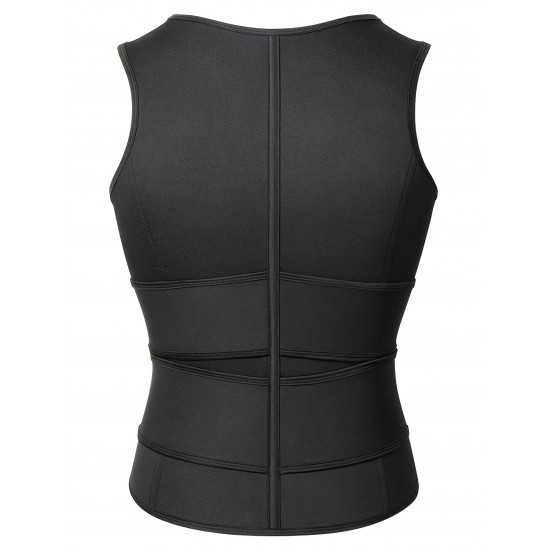 1pc Men'S High Stretch Polyester Waist Trainer Vest - Knit Fabric Crew Neck Sleeveless Tank Top with Zipper and Adjustable Belt for Sports, Sauna, Compression, Shapewear, Fat Burner Workout 1pc Men'S High Stretch Polyester Waist Trainer Vest - Knit Fabric Crew Neck Sleeveless Tank Top with Zipper and Adjustable Belt for Sports, Sauna, Compression, Shapewear, Fat Burner Workout