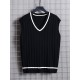 Men's Breathable V-neck Sleeveless Knitted Vest For Casual Daily Wear, Spring And Fall Men's Breathable V-neck Sleeveless Knitted Vest For Casual Daily Wear, Spring And Fall