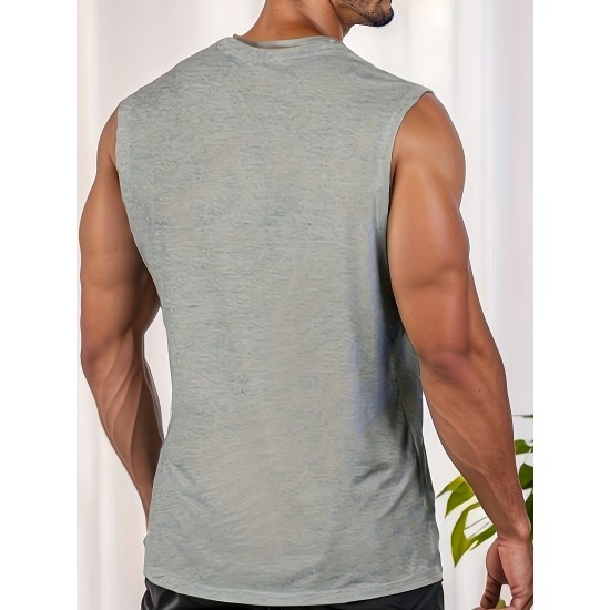 Men's Solid Tank Top, Casual V Neck Sleeveless Top, Men's Clothing For Summer Outdoor Men's Solid Tank Top, Casual V Neck Sleeveless Top, Men's Clothing For Summer Outdoor
