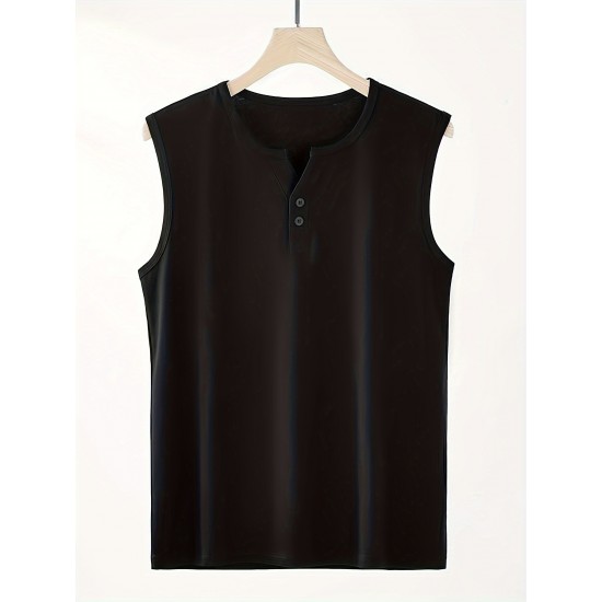 Men's Solid Tank Top, Casual V Neck Sleeveless Top, Men's Clothing For Summer Outdoor Men's Solid Tank Top, Casual V Neck Sleeveless Top, Men's Clothing For Summer Outdoor