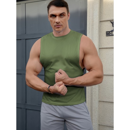 ZPB Mens Gym Tank Top Vest - Moisture-Wicking, Quick-Dry, Medium Stretch, Loose Fit, Crew Neck, Solid Color, Perfect For Basketball, Boxing, Cycling, Hiking, Outdoor, Running, Sports, Training - All Seasons Wear ZPB Mens Gym Tank Top Vest - Moisture-Wicking, Quick-Dry, Medium Stretch, Loose Fit, Crew Neck, Solid Color, Perfect For Basketball, Boxing, Cycling, Hiking, Outdoor, Running, Sports, Training - All Seasons Wear