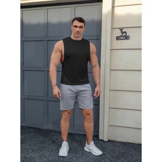 ZPB Mens Gym Tank Top Vest - Moisture-Wicking, Quick-Dry, Medium Stretch, Loose Fit, Crew Neck, Solid Color, Perfect For Basketball, Boxing, Cycling, Hiking, Outdoor, Running, Sports, Training - All Seasons Wear ZPB Mens Gym Tank Top Vest - Moisture-Wicking, Quick-Dry, Medium Stretch, Loose Fit, Crew Neck, Solid Color, Perfect For Basketball, Boxing, Cycling, Hiking, Outdoor, Running, Sports, Training - All Seasons Wear
