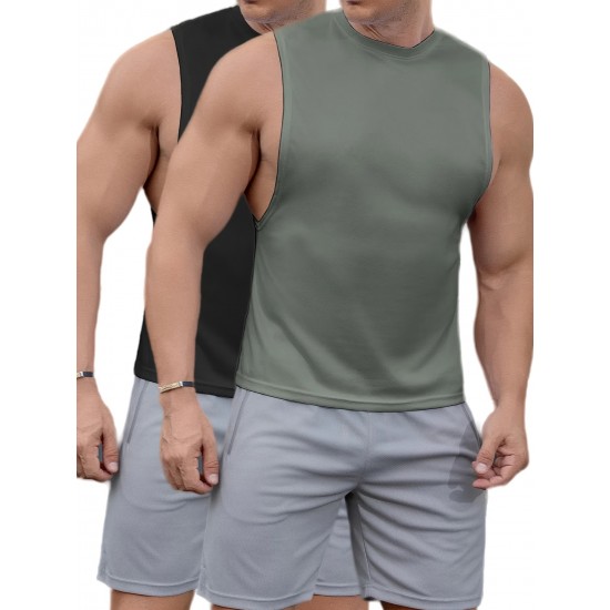 ZPB Mens Gym Tank Top Vest - Moisture-Wicking, Quick-Dry, Medium Stretch, Loose Fit, Crew Neck, Solid Color, Perfect For Basketball, Boxing, Cycling, Hiking, Outdoor, Running, Sports, Training - All Seasons Wear ZPB Mens Gym Tank Top Vest - Moisture-Wicking, Quick-Dry, Medium Stretch, Loose Fit, Crew Neck, Solid Color, Perfect For Basketball, Boxing, Cycling, Hiking, Outdoor, Running, Sports, Training - All Seasons Wear