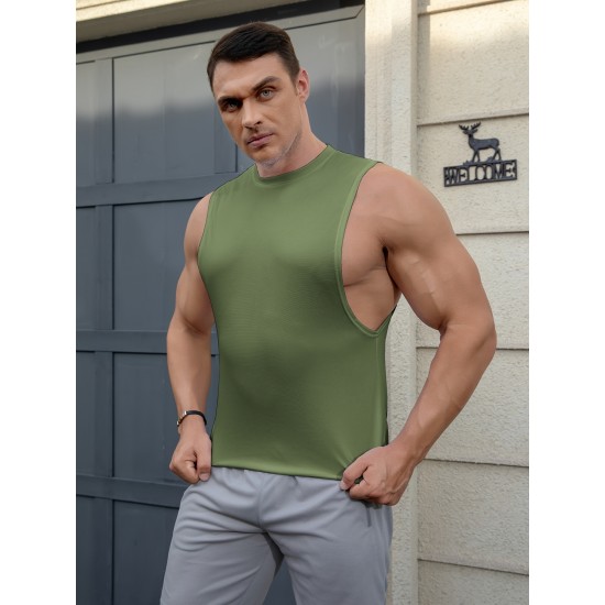 ZPB Mens Gym Tank Top Vest - Moisture-Wicking, Quick-Dry, Medium Stretch, Loose Fit, Crew Neck, Solid Color, Perfect For Basketball, Boxing, Cycling, Hiking, Outdoor, Running, Sports, Training - All Seasons Wear ZPB Mens Gym Tank Top Vest - Moisture-Wicking, Quick-Dry, Medium Stretch, Loose Fit, Crew Neck, Solid Color, Perfect For Basketball, Boxing, Cycling, Hiking, Outdoor, Running, Sports, Training - All Seasons Wear