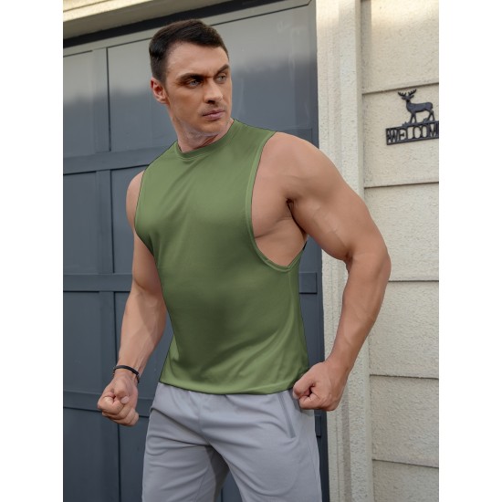 ZPB Mens Gym Tank Top Vest - Moisture-Wicking, Quick-Dry, Medium Stretch, Loose Fit, Crew Neck, Solid Color, Perfect For Basketball, Boxing, Cycling, Hiking, Outdoor, Running, Sports, Training - All Seasons Wear ZPB Mens Gym Tank Top Vest - Moisture-Wicking, Quick-Dry, Medium Stretch, Loose Fit, Crew Neck, Solid Color, Perfect For Basketball, Boxing, Cycling, Hiking, Outdoor, Running, Sports, Training - All Seasons Wear