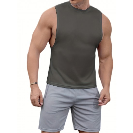 ZPB Mens Gym Tank Top Vest - Moisture-Wicking, Quick-Dry, Medium Stretch, Loose Fit, Crew Neck, Solid Color, Perfect For Basketball, Boxing, Cycling, Hiking, Outdoor, Running, Sports, Training - All Seasons Wear ZPB Mens Gym Tank Top Vest - Moisture-Wicking, Quick-Dry, Medium Stretch, Loose Fit, Crew Neck, Solid Color, Perfect For Basketball, Boxing, Cycling, Hiking, Outdoor, Running, Sports, Training - All Seasons Wear