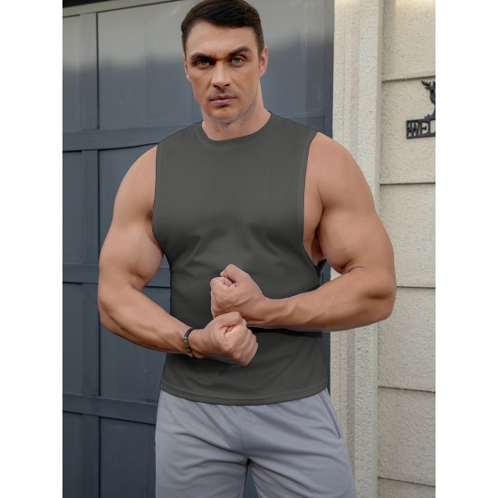 ZPB Mens Gym Tank Top Vest - Moisture-Wicking, Quick-Dry, Medium Stretch, Loose Fit, Crew Neck, Solid Color, Perfect For Basketball, Boxing, Cycling, Hiking, Outdoor, Running, Sports, Training - All Seasons Wear ZPB Mens Gym Tank Top Vest - Moisture-Wicking, Quick-Dry, Medium Stretch, Loose Fit, Crew Neck, Solid Color, Perfect For Basketball, Boxing, Cycling, Hiking, Outdoor, Running, Sports, Training - All Seasons Wear