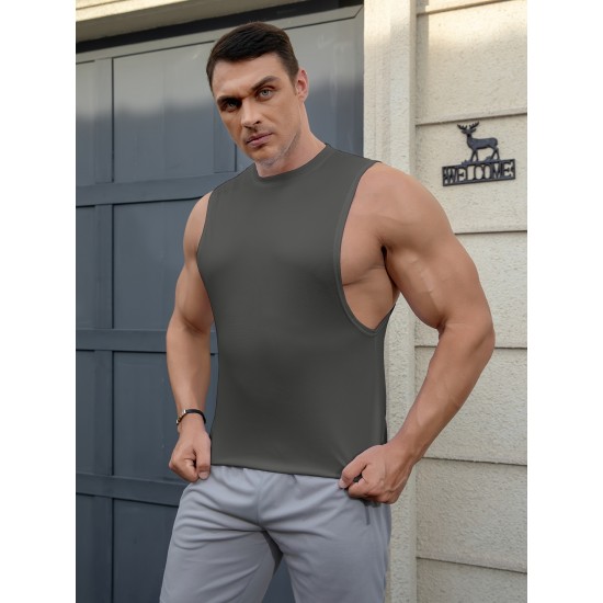 ZPB Mens Gym Tank Top Vest - Moisture-Wicking, Quick-Dry, Medium Stretch, Loose Fit, Crew Neck, Solid Color, Perfect For Basketball, Boxing, Cycling, Hiking, Outdoor, Running, Sports, Training - All Seasons Wear ZPB Mens Gym Tank Top Vest - Moisture-Wicking, Quick-Dry, Medium Stretch, Loose Fit, Crew Neck, Solid Color, Perfect For Basketball, Boxing, Cycling, Hiking, Outdoor, Running, Sports, Training - All Seasons Wear