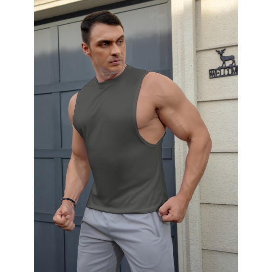 ZPB Mens Gym Tank Top Vest - Moisture-Wicking, Quick-Dry, Medium Stretch, Loose Fit, Crew Neck, Solid Color, Perfect For Basketball, Boxing, Cycling, Hiking, Outdoor, Running, Sports, Training - All Seasons Wear ZPB Mens Gym Tank Top Vest - Moisture-Wicking, Quick-Dry, Medium Stretch, Loose Fit, Crew Neck, Solid Color, Perfect For Basketball, Boxing, Cycling, Hiking, Outdoor, Running, Sports, Training - All Seasons Wear