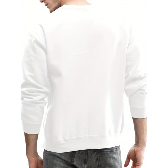 I'M NOT FAT Funny Letter Print, Men's Fashion Plus Size Crew Neck Long Sleeve Sweatshirt, Comfortable Pullover Top, Perfect For Casual Daily Wear I'M NOT FAT Funny Letter Print, Men's Fashion Plus Size Crew Neck Long Sleeve Sweatshirt, Comfortable Pullover Top, Perfect For Casual Daily Wear
