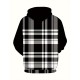 Men's Plus Size Hoodie with Plaid Print - Casual Pullover, Polyester Blend, Machine Washable, PLUS SIZE Men's Plus Size Hoodie with Plaid Print - Casual Pullover, Polyester Blend, Machine Washable, PLUS SIZE