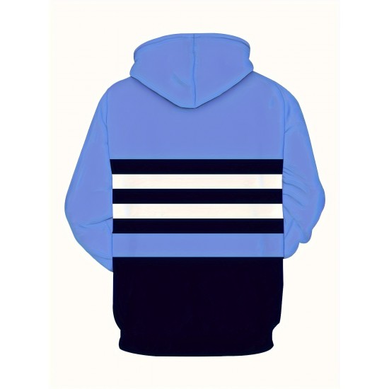 Men's Plus Size Hoodie with Plaid Print - Casual Pullover, Polyester Blend, Machine Washable, PLUS SIZE Men's Plus Size Hoodie with Plaid Print - Casual Pullover, Polyester Blend, Machine Washable, PLUS SIZE
